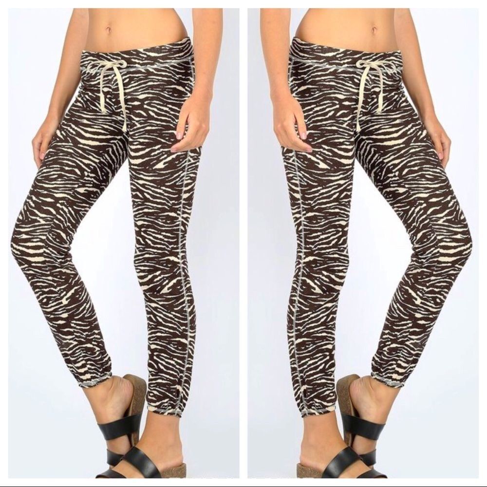 Zenana Zebra Print Joggers- Size Small NEW